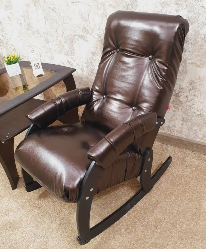 Кресло-качалка Неаполь Модель 11 (Венге-эмаль/Экокожа Oregon коричневый перламутр 120)
