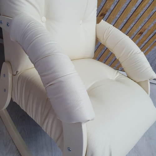 Кресло-качалка Неаполь Модель 11 (Дуб шампань-эмаль/Экокожа Бежевый Dundi 112)