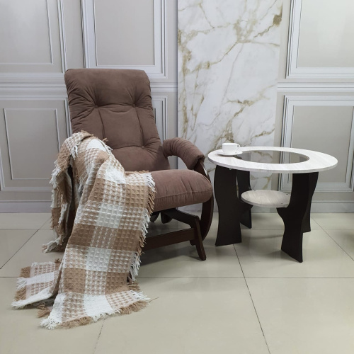 Кресло-маятник Неаполь Модель 12 (Орех-эмаль/Ткань коричневый Verona Brown)