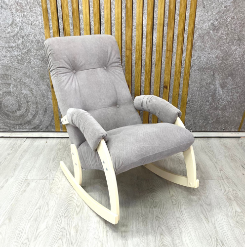 Кресло-качалка Неаполь Модель 11 (Дуб шампань-эмаль/Ткань Cветло-серый Verona Light Grey)