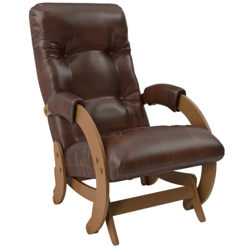 Кресло-маятник Неаполь Модель 12 (Орех-эмаль/Экокожа Коричневый Antik Crocodile)