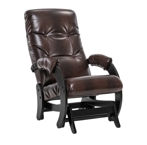 Кресло-маятник Неаполь Модель 12 (Венге-эмаль/Экокожа Коричневый Antik Crocodile)