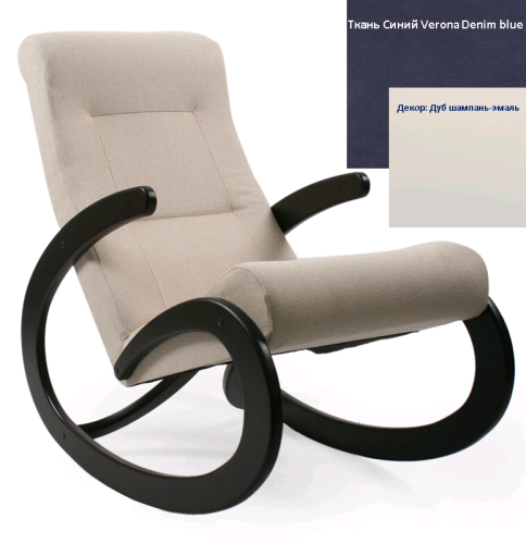 Кресло-качалка Неаполь Модель 1 (Дуб шампань-эмаль/Ткань Синий Verona Denim blue)