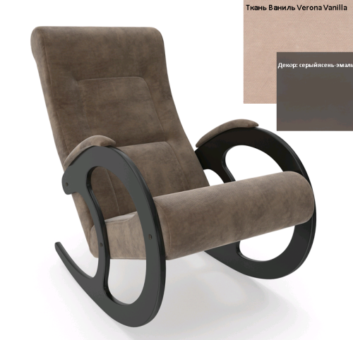 Кресло-качалка Неаполь Модель 3 (Серый ясень-эмаль/Ткань Ваниль Verona Vanilla)