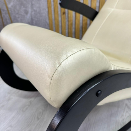 Кресло-качалка Неаполь Модель 1 (Венге-эмаль/Экокожа Бежевый Oregon perlamutr 106)