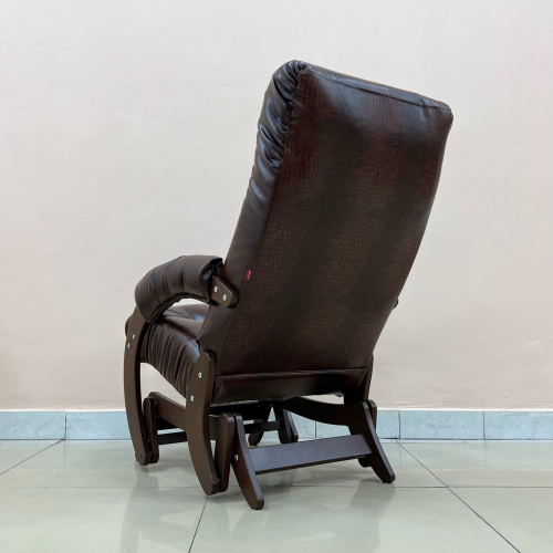 Кресло-маятник Неаполь Модель 12 (Орех-эмаль/Экокожа Коричневый Antik Crocodile)