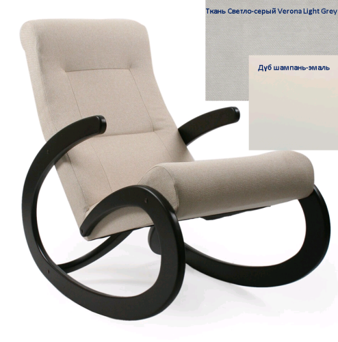 Кресло-качалка Неаполь Модель 1 (Дуб шампань-эмаль/Ткань Cветло-серый Verona Light Grey)