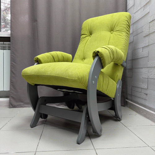 Кресло-маятник Неаполь Модель 12 (Серый ясень-эмаль/Ткань Зеленый Verona Apple Green)