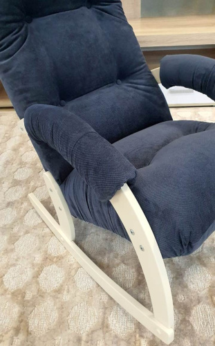 Кресло-качалка Неаполь Модель 11 (Дуб шампань-эмаль/Ткань Синий Verona Denim blue)