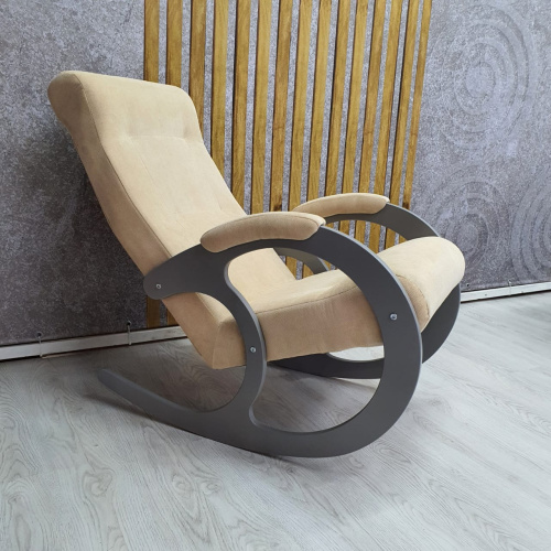 Кресло-качалка Неаполь Модель 3 (Серый ясень-эмаль/Ткань Ваниль Verona Vanilla)