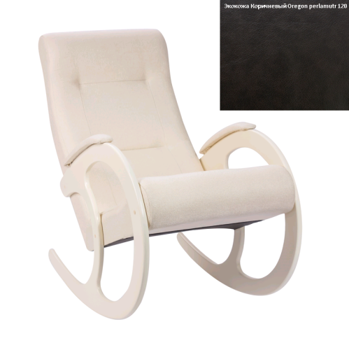 Кресло-качалка Неаполь Модель 3 (Дуб шампань-эмаль/Экокожа Коричневый Oregon perlamutr 120)