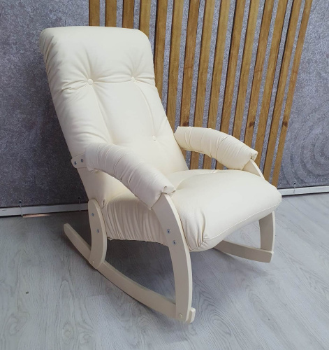 Кресло-качалка Неаполь Модель 11 (Дуб шампань-эмаль/Экокожа Бежевый Dundi 112)