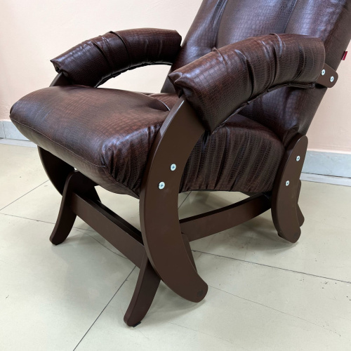 Кресло-маятник Неаполь Модель 12 (Орех-эмаль/Экокожа Коричневый Antik Crocodile)