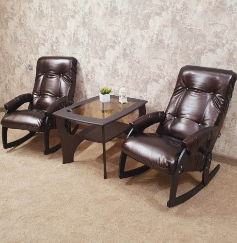 Кресло-качалка Неаполь Модель 11 (Венге-эмаль/Экокожа Oregon коричневый перламутр 120)