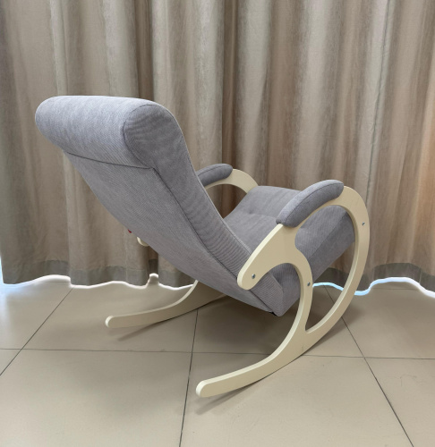 Кресло-качалка Неаполь Модель 3 (Дуб шампань-эмаль/Ткань серый Verona Light Grey)